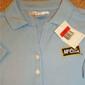 Nike Women’s L LARGE Size 12/14 Powder Blue McCains Logo Golf Polo Shirt NWT